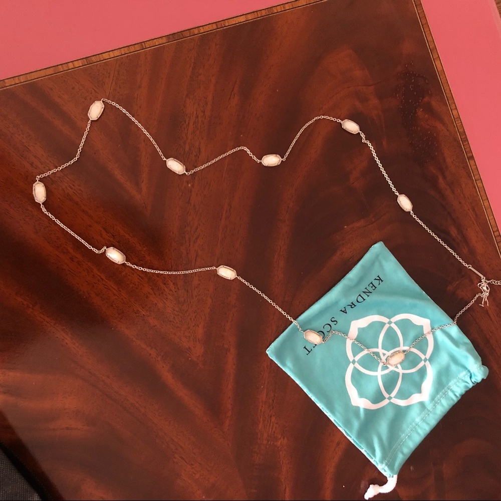 Kellie Silver Long Necklace White Pearl